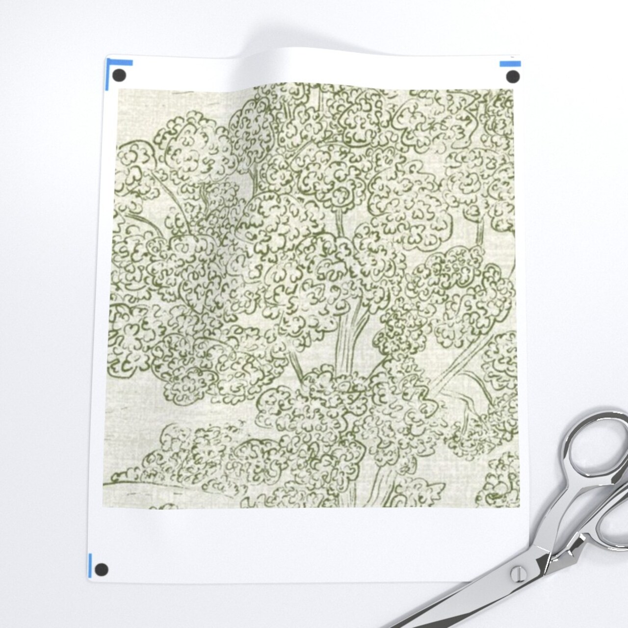 Toile Vintage Forest Trees Landscape Farmhouse Cottage Green Custom Printed Fabric by Spoonflower Various Fabrics by the Yard or Fat Quarter